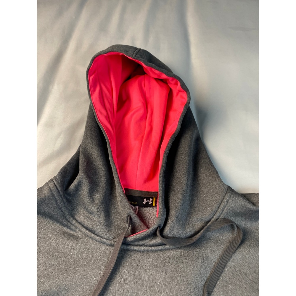 Under Armour Hoodie Women Large Gray Pink Excellent Storm Fleece Pullover - Picture 5 of 10
